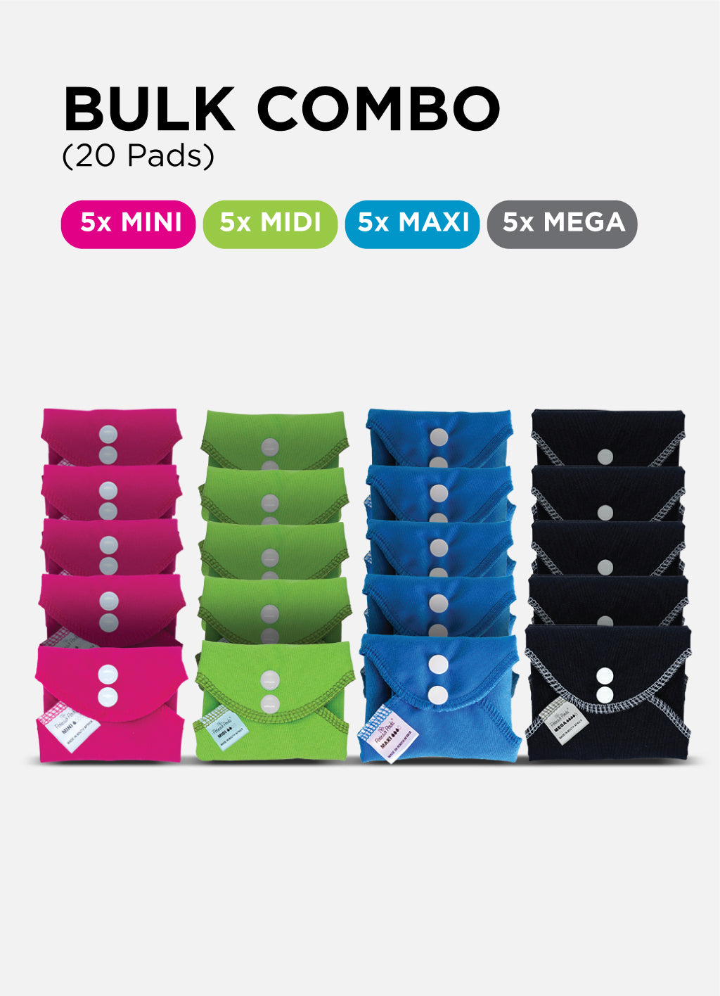 Reusable Pads - Bulk Combo + 5 FREE Carry Bags